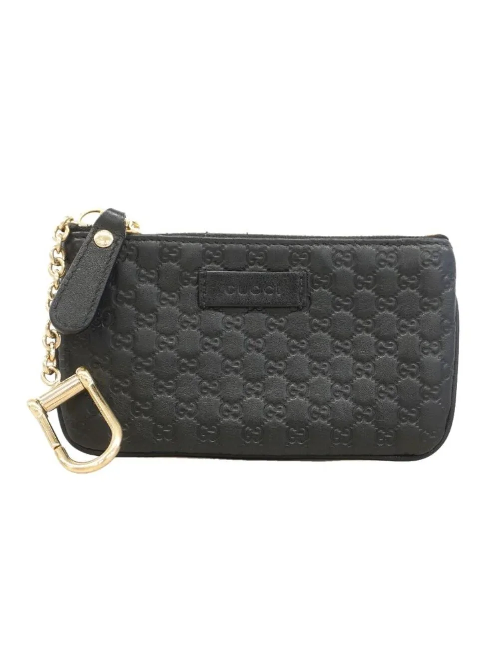 Gucci Coin Purse Micro Guccissima Leather Black Gold